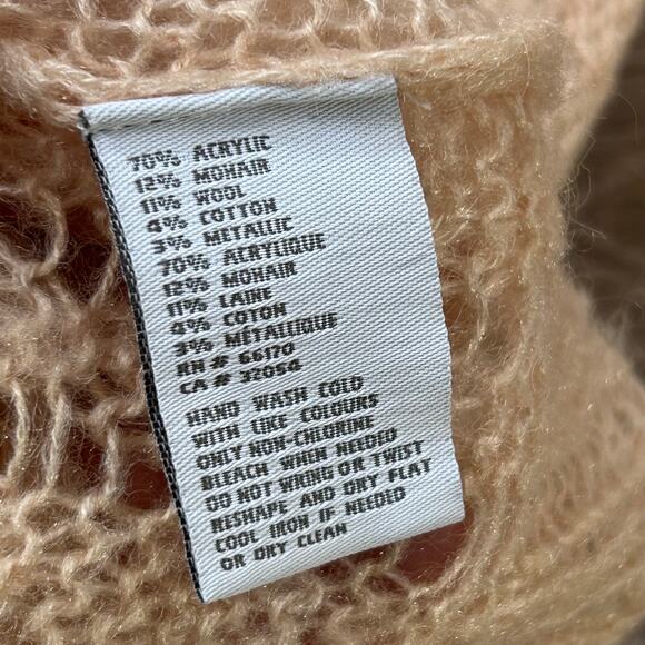 Urban Outfitters Cooperative Mohair Blend Open Knit Sweater Peach L - Picture 5 of 5